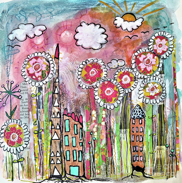 City Art Print featuring the mixed media Gartenstadt - Garden Town by Mimulux Patricia No