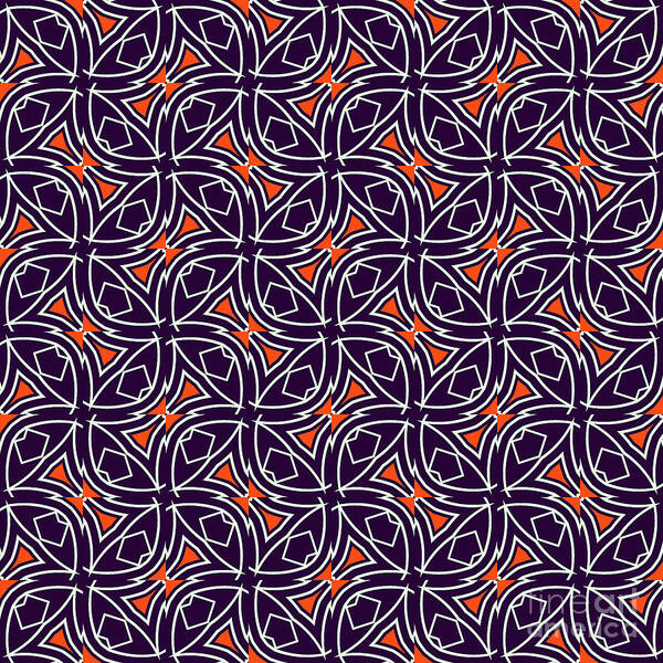 Patterns Art Print featuring the digital art Geometric Designer Pattern 2804 - Black Orange by Philip Preston