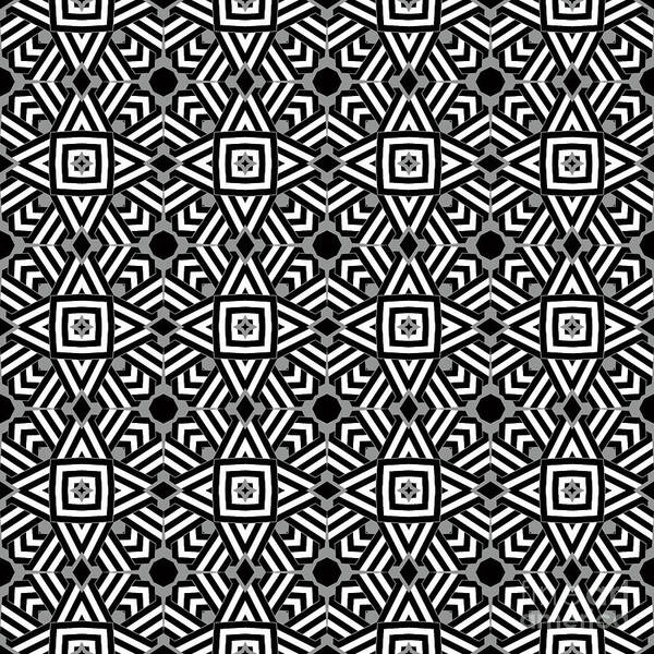 Pattern Art Print featuring the digital art Geometric Designer Pattern 721 -Grey Black by Philip Preston