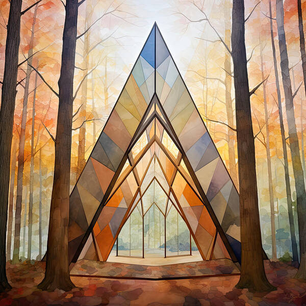 Blue And Orange Art Art Print featuring the painting Geometrical Bliss - Outdoor Artworks by Lourry Legarde