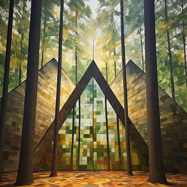 Modern Art Art Print featuring the painting Geometry of the Forest - Geometrical Patterns Art by Lourry Legarde