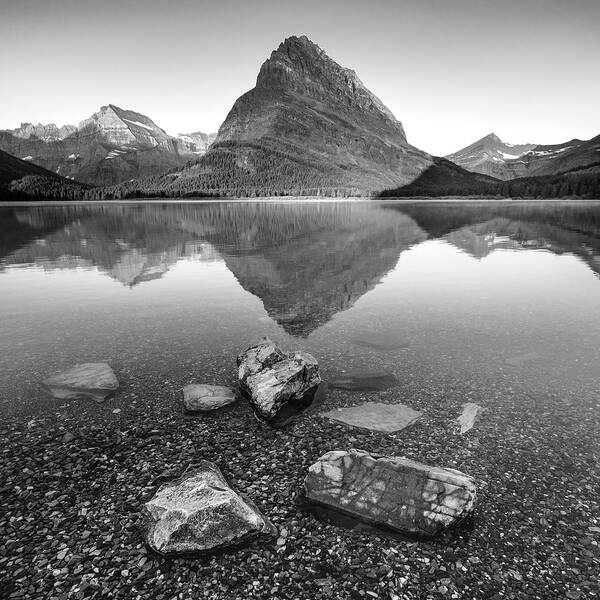 Reflections Art Print featuring the photograph Black and white reflections at Glacier National Park by Robert Miller