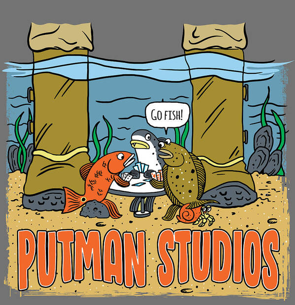 Cartoon Art Print featuring the digital art Go Fish by Kevin Putman