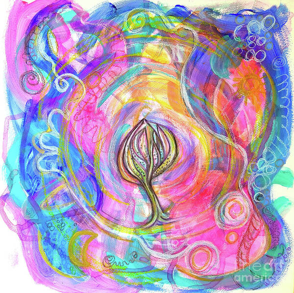 Mandala Art Print featuring the mixed media Go with the Flow 2 by Mimulux Patricia No