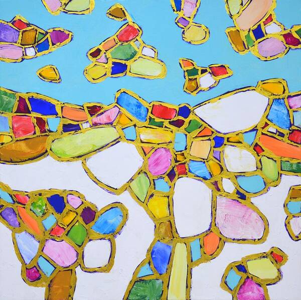 Stones Art Print featuring the painting Gold all around by Iryna Kastsova