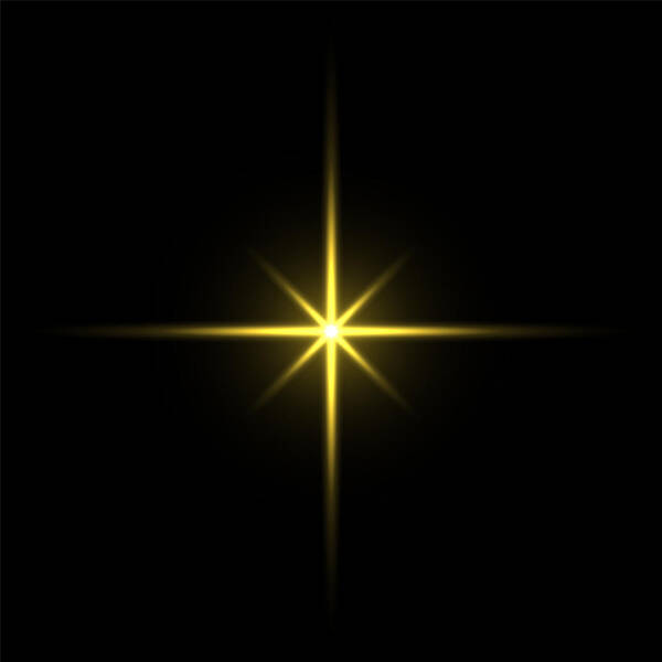 Christmas Ornament Art Print featuring the drawing Gold light star on black background by Dimitris66