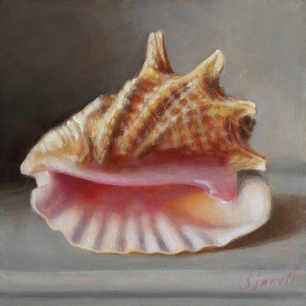 Sea Shell Art Print featuring the painting Golden Conch by Susan N Jarvis