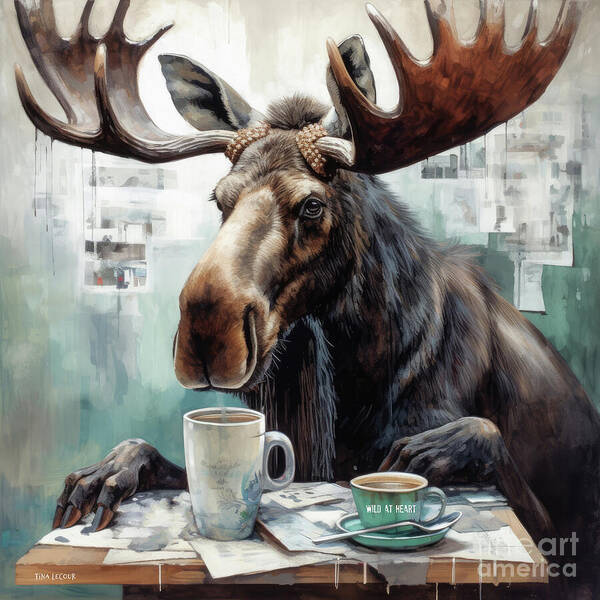 Moose Art Print featuring the painting Good Morning Moose by Tina LeCour