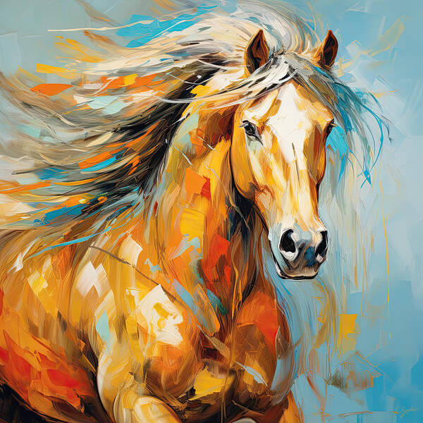 Horse Racing Art Print featuring the painting Grace of the Horse - Colorful Horses Artwork by Lourry Legarde