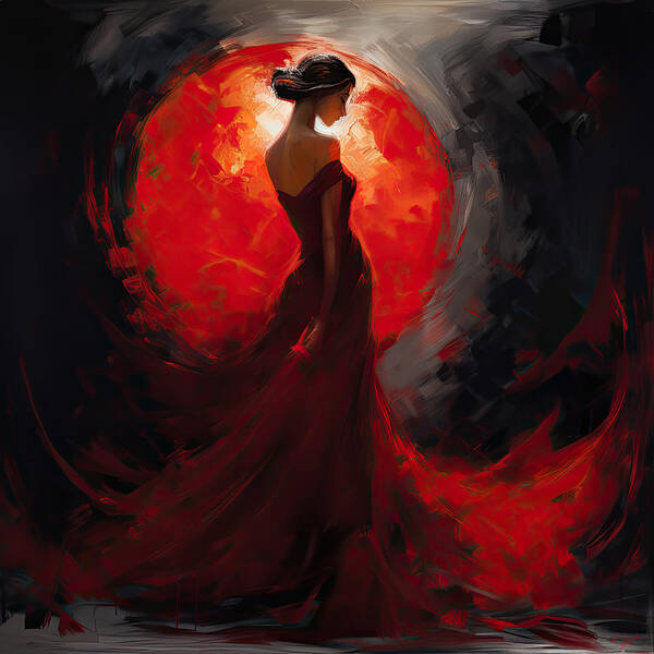 Lady In Red Art Print featuring the digital art Gracefully Red by Lourry Legarde