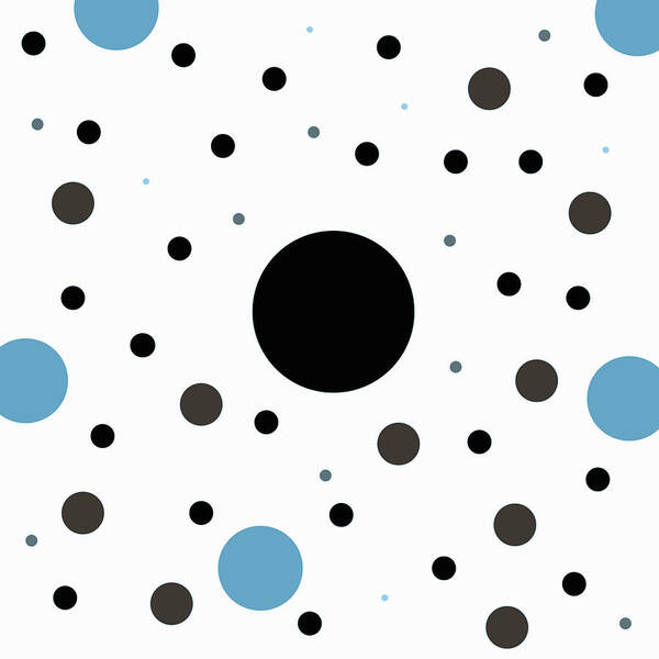 Black Art Print featuring the digital art Graphic Polka Dots by Amelia Pearn