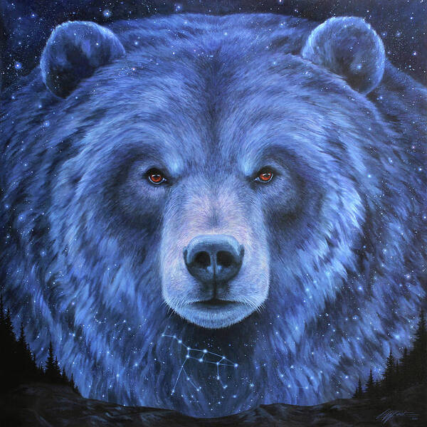 Bear Art Print featuring the painting Great Sky Bear by Lucy West