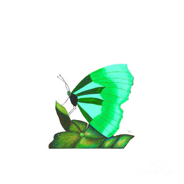 Green Art Print featuring the painting Green Butterfly by Lisa Senette
