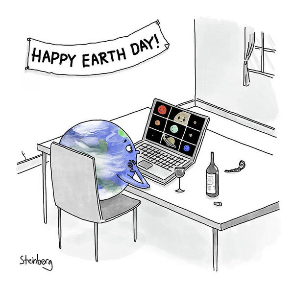 Captionless Art Print featuring the drawing Happy Earth Day by Avi Steinberg