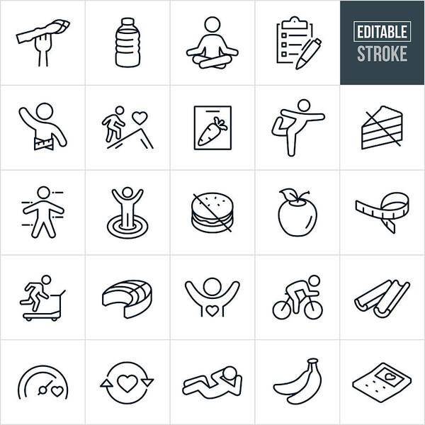 People Art Print featuring the drawing Healthy Lifestyle Thin Line Icons - Editable Stroke by Appleuzr