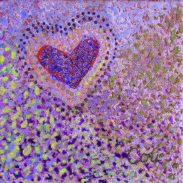 Heart Art Print featuring the painting Heart in Lavenders by Corinne Carroll