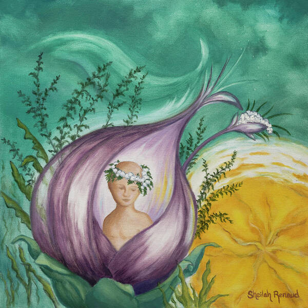 Green Art Print featuring the painting Heart of Creation by Sheilah Renaud