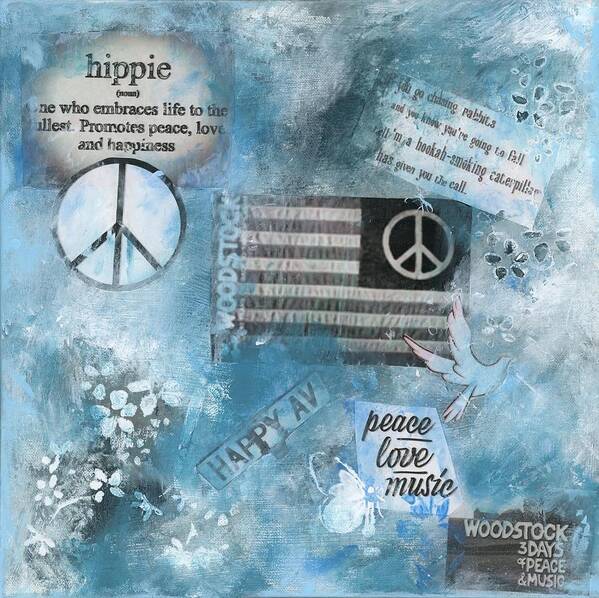 Hippie Flag Art Print featuring the mixed media Hippie Flag by Jamie Hoffman