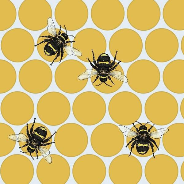 Bee Art Print featuring the digital art Honey bee by Konni Jensen