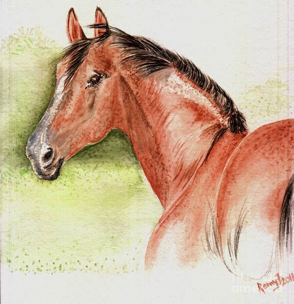 Horse Painting Art Print featuring the painting Horse in Breeze by Remy Francis