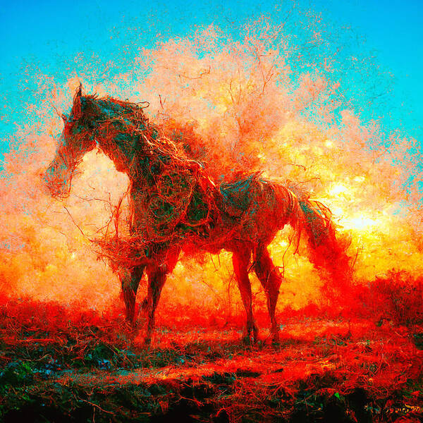 Horse Art Print featuring the digital art Horses #2 by Craig Boehman