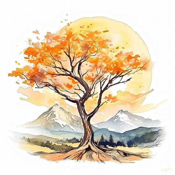 Four Seasons Art Print featuring the painting Hours Of Autumn - Fall Art by Lourry Legarde