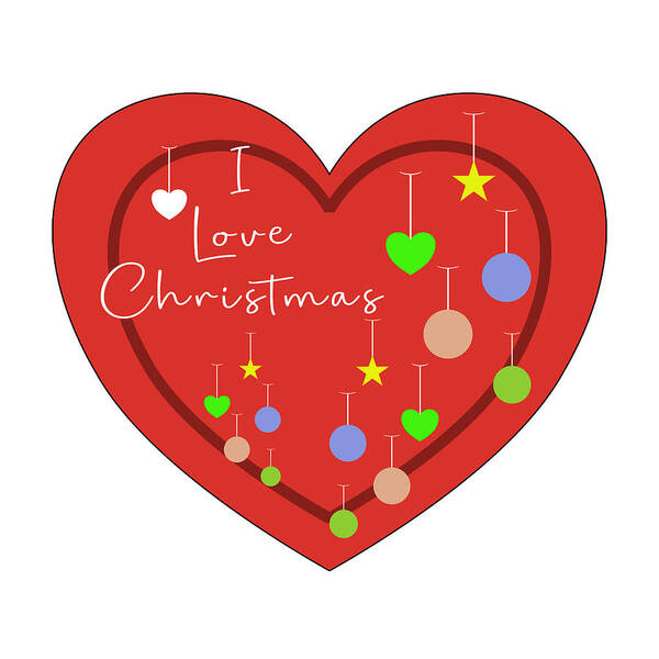 I Love Christmas Heart Art Print featuring the digital art I Love Christmas Heart by Bob Pardue