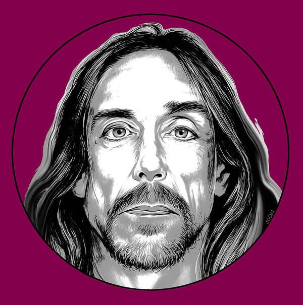 Iggy Pop Art Print featuring the digital art Iggy - Line by Greg Joens