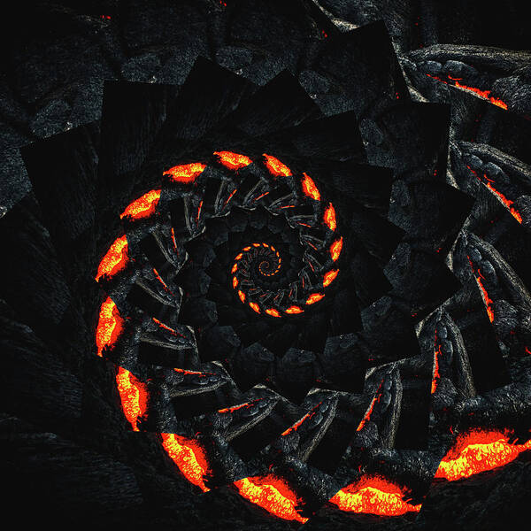 Endless Art Print featuring the digital art Infinity Tunnel Spiral Lava 2 by Pelo Blanco Photo