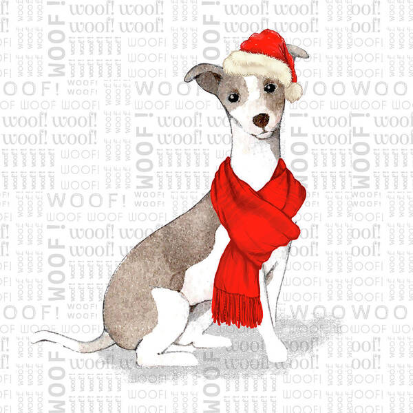 Italian Greyhound Art Print featuring the digital art Italian Greyhound Christmas by Doreen Erhardt