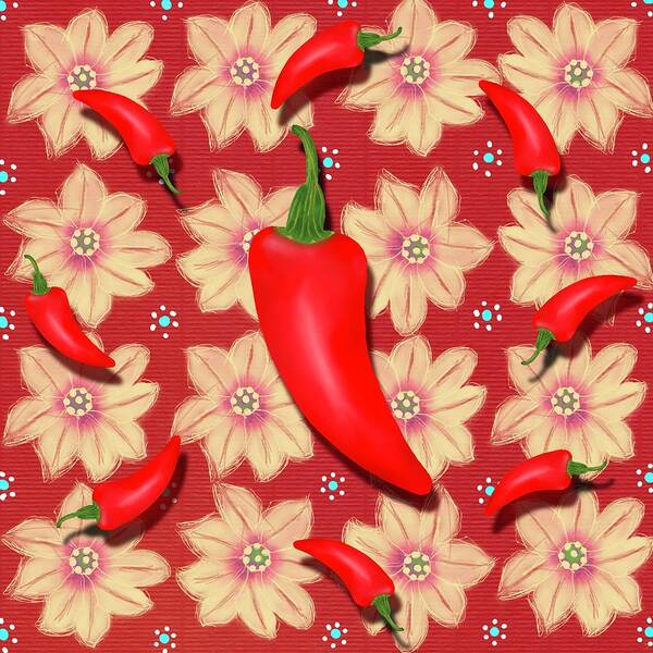 Chilies Art Print featuring the digital art Jalapenos by Steve Hayhurst