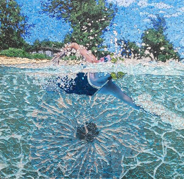 Swimming Art Print featuring the mixed media Jan's Happy Place by Matthew Lazure