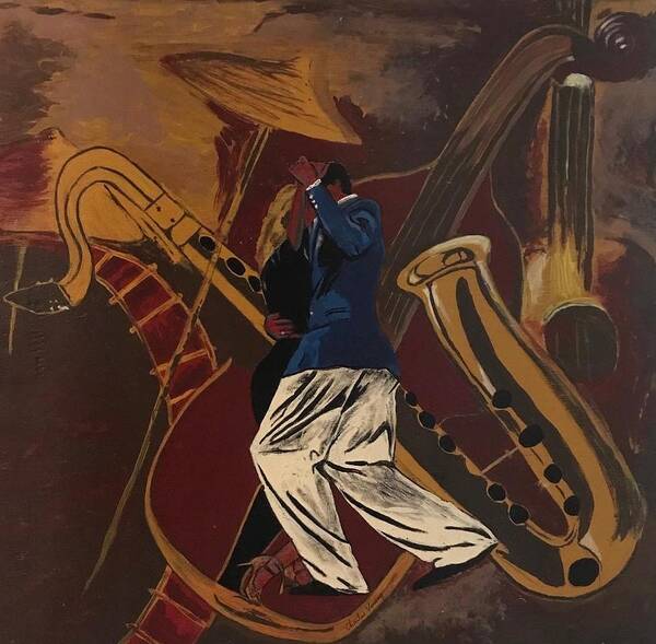  Art Print featuring the painting Jazzin Man by Charles Young