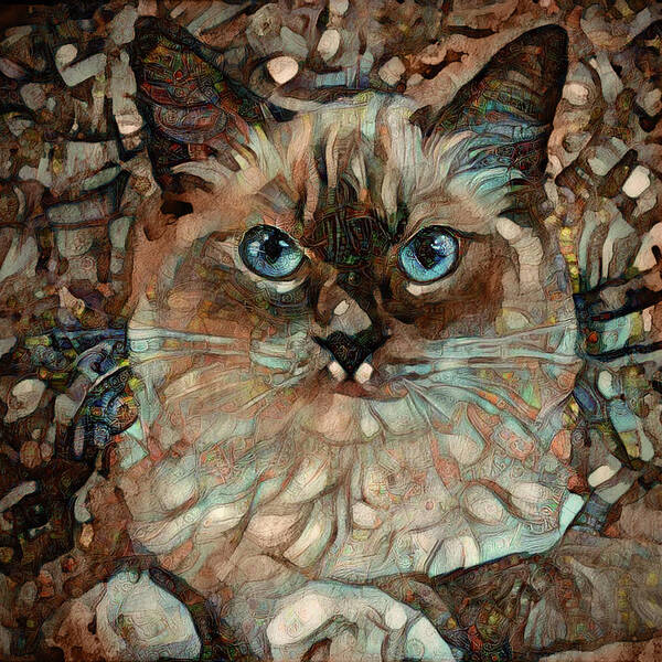 Ragdoll Cat Art Print featuring the digital art Jiffy the Ragdoll Cat by Peggy Collins