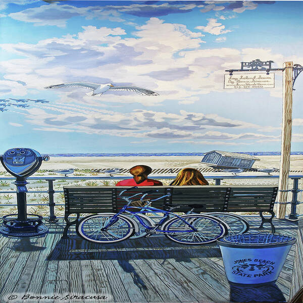  Art Print featuring the painting Jones Beach Boardwalk Tote Bag Version by Bonnie Siracusa