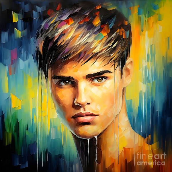 Justin Bieber Art Print featuring the painting Justin Bieber 5 by Mark Ashkenazi