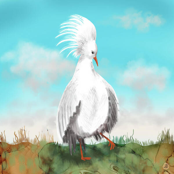 Kagu Art Print featuring the digital art Kagu Bird from New Caledonia by Andreea Dumez