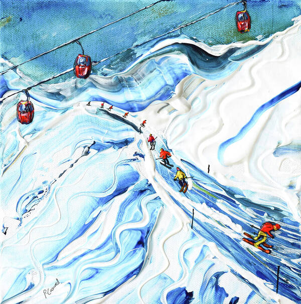 Skicircus Art Print featuring the painting Kaprun glacier ski poster by Pete Caswell