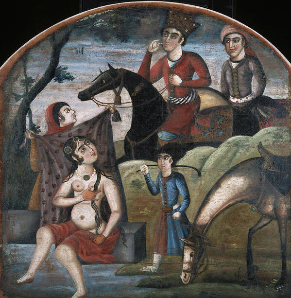 Unknown Art Print featuring the painting Khusraw Discovers Shirin Bathing From Pictorial Cycle of Eight Poetic Subjects by Unknown