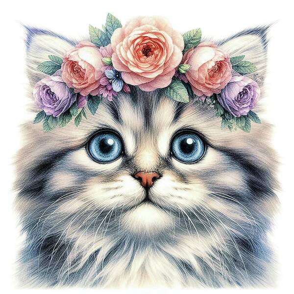 Kitten Art Print featuring the digital art Kitty Cat by Robin Dickinson