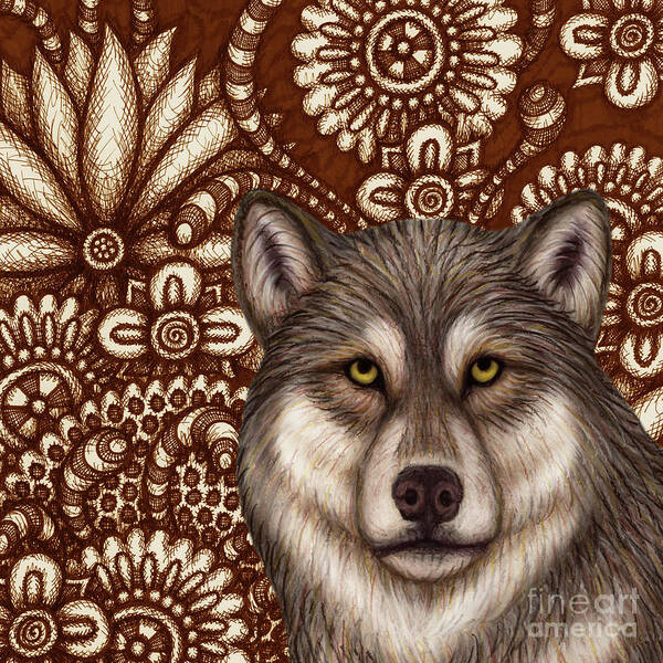 Labrador Wolf Art Print featuring the painting Labrador Wolf Tapestry by Amy E Fraser