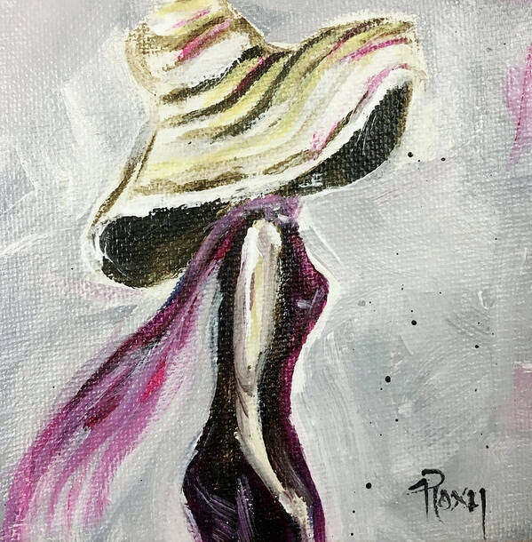 Lady In A Hat Art Print featuring the painting Lady in a Big Hat by Roxy Rich