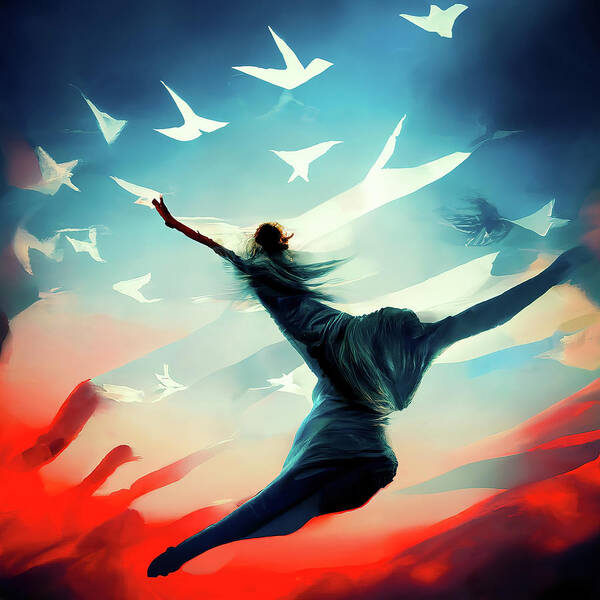 Freedom Art Print featuring the digital art Land of the Free 01 by Matthias Hauser