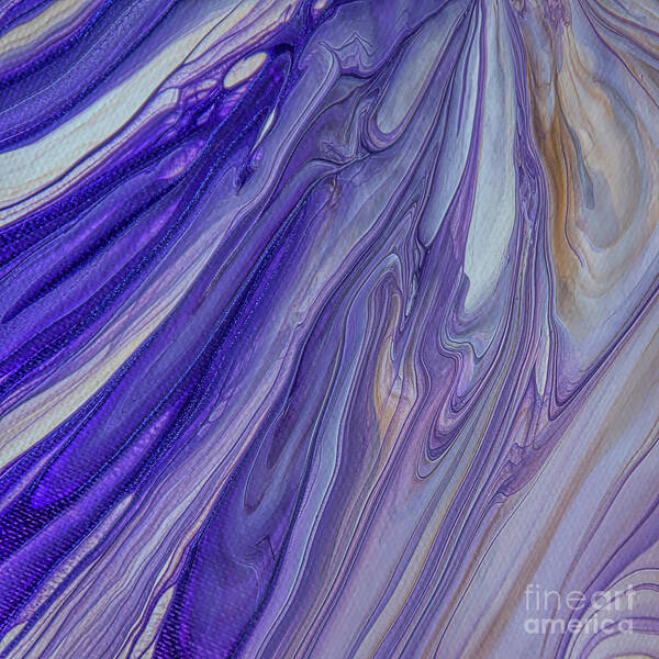 Acrylic Pour Art Print featuring the painting Lavender Days Acrylic Pour by Elisabeth Lucas