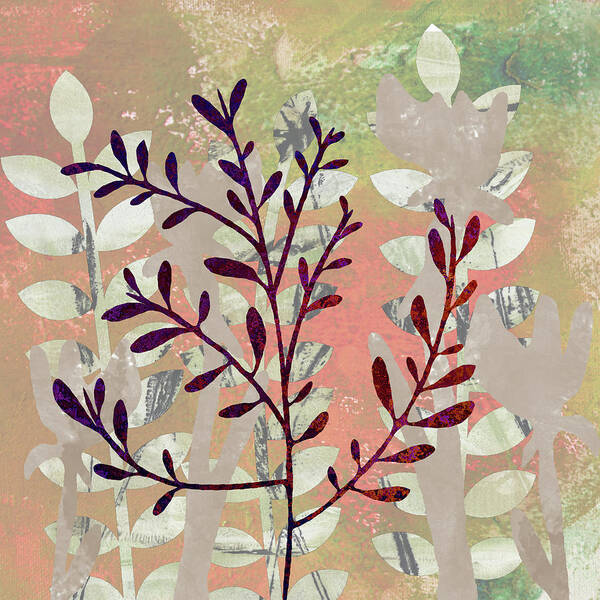 Leafy Tree Art Print featuring the mixed media Leafy Tree Abstract by Nancy Merkle