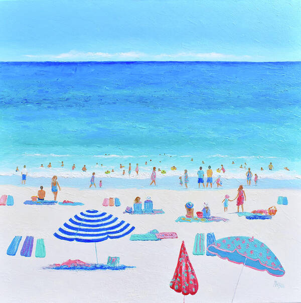 Beach Art Print featuring the painting Life in the Heat, beach impression by Jan Matson