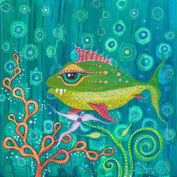 Fish Art Print featuring the painting Little Frankie by Tanielle Childers