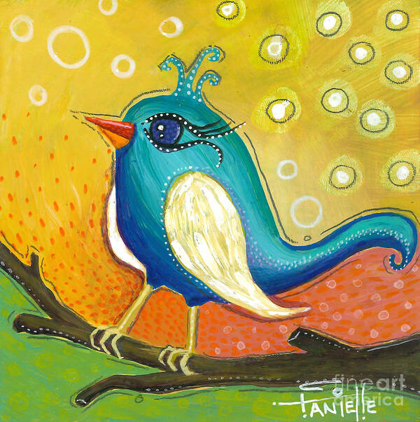 Jay Bird Art Print featuring the painting Little Jay Bird by Tanielle Childers