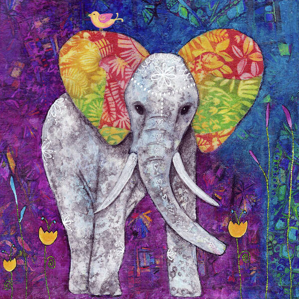 Elephants Art Print featuring the painting Live Out Loud by Winona's Sunshyne