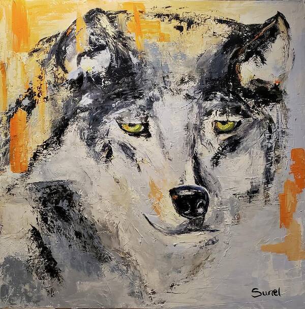 Male Art Print featuring the painting Lone Wolf by Sunel De Lange
